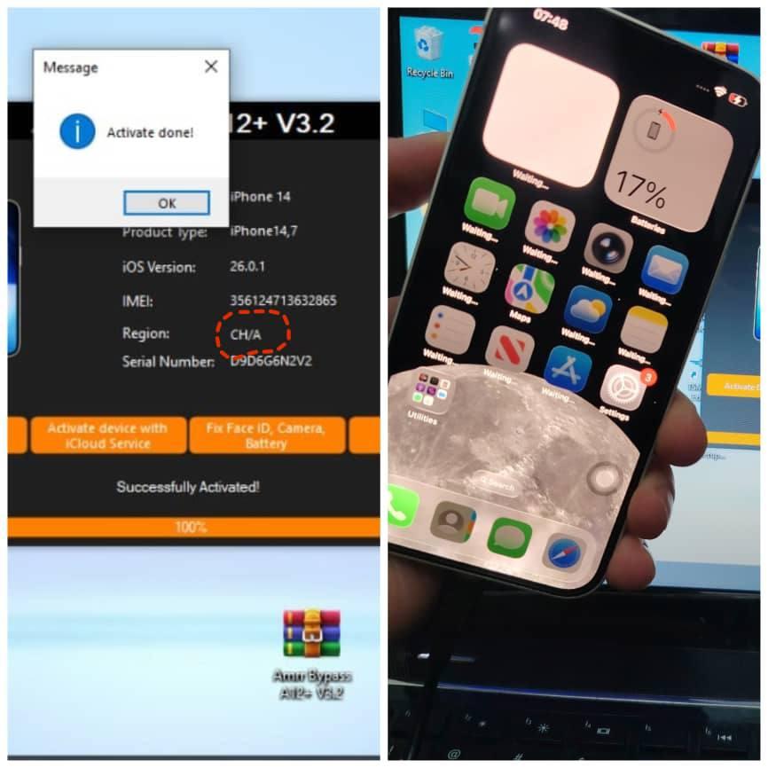 Amrr Bypass A12+Tool V 3.2 - With iCloud · Service, Notification [ China Supported ✅ ]